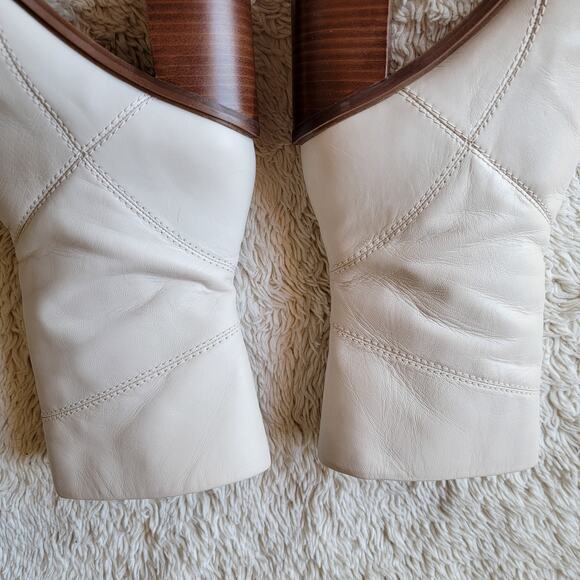 Franco Sarto Stormy Bootie Heeled Ankle Boot Cream Ivory Zip Up Size 9 - Picture 7 of 13